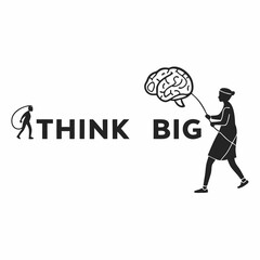 Think Big Concept Illustration of a Person Fishing for a Brain