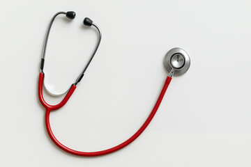 Stethoscope on White Background – Medical Equipment Flat Lay