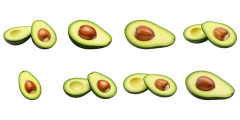 Fresh avocado halves offer healthy eating with vibrant greens and browns on a clean minimal black