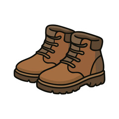 Vector illustration of brown hiking boots. Sturdy footwear with laces, designed for outdoor activities, trekking, hiking, and casual fashion. Perfect for lifestyle, travel, adventure, and camping them