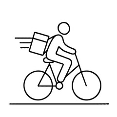 Obraz premium Delivery person riding bicycle with package in motion
