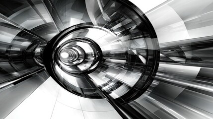 Abstract Metallic Spiral in Black and White Design Elements