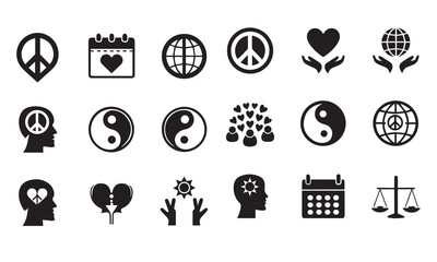 World globe icon. Ying yang sign