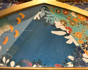 Colorful vintage illustration of various flowers with leaves and brances, with blue shades...