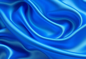 Obraz premium Abstract blue satin wave, luxurious fabric texture with smooth folds and shimmering highlights, curve, pattern