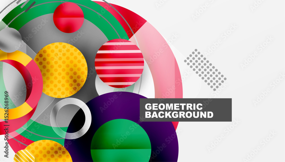 Aufkleber Abstract geometric shapes overlap, creating vibrant colorful design. Modern style, dynamic composition, suitable for backgrounds.