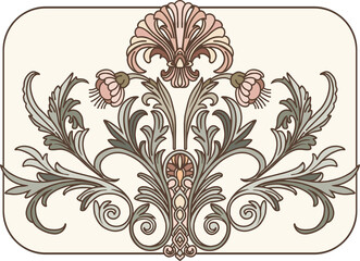 Modern, art nouveau. Pre-made composition of isolated, botanical, graceful elements, stylized as art deco, art nouveau for branding, advertising, printing. ​​Digital illustration