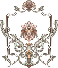 Modern, art nouveau. Pre-made composition of isolated, botanical, graceful elements, stylized as art deco, art nouveau for branding, advertising, printing. ​​Digital illustration