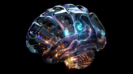 next-generation AI digital brain, featuring flowing electromagnetic waves, intricate quantum circuits, and a glowing data lattice 