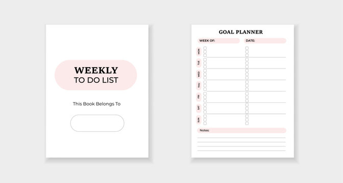 Template includes weekly to do list and goal planner, perfect for organizing tasks and tracking goals. - Powered by Adobe