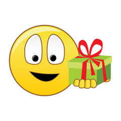 happy smiley face with gift