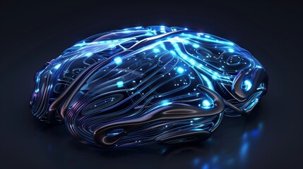 next-generation AI digital brain, featuring flowing electromagnetic waves, intricate quantum circuits, and a glowing data lattice 
