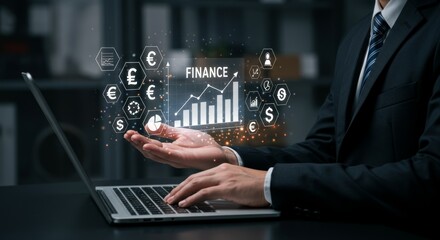Fototapeta premium Businessperson working on finance concepts