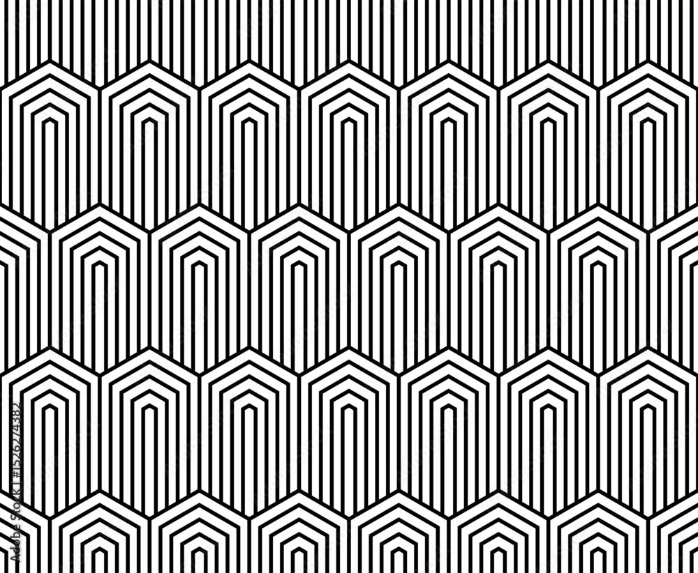 Aufkleber Abstract geometric pattern with stripes, lines. Seamless vector background. White and black ornament. Simple lattice graphic design.