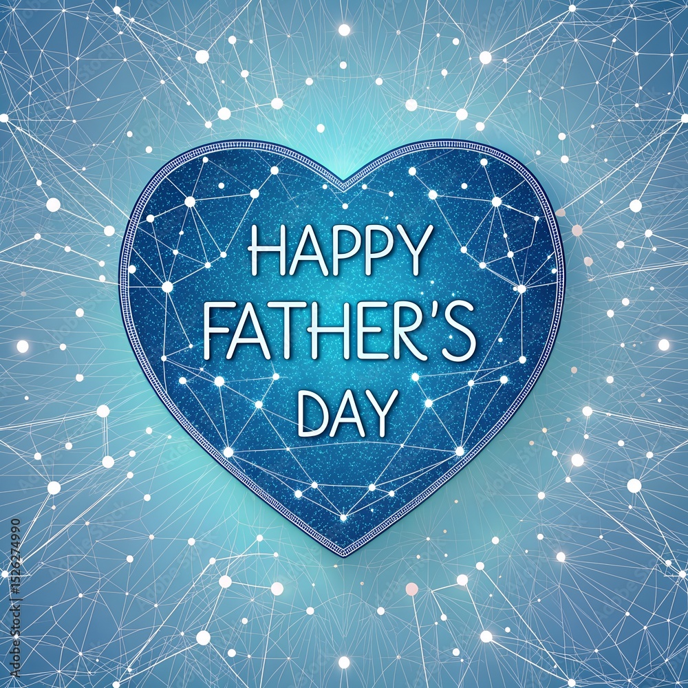 Fototapete sparkling blue heart with happy father's day message on shimmering background created with generativ