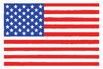 Fototapeta premium Artistic American Flag Illustration with Red Stripes and White Stars on a Blue Field