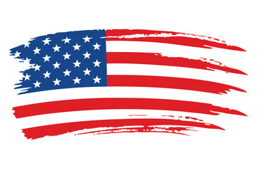Artistic Brushstroke American Flag Illustration, Patriotic Symbol, United States Design