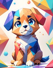 Funny cartoon vector illustration of a dog, multicolored, suitable for fun animal character design.