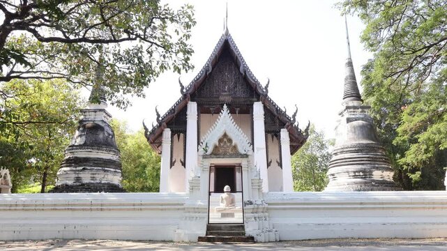 Footage of Gorgeous Wat Thammaram, a Medieval Buddhist Temple Providing Peaceful Environment Located on the West Bank of Chao Phraya River, Ayutthaya, Thailand