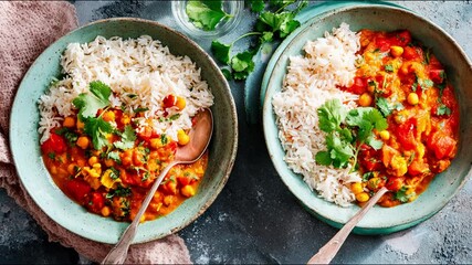 Two bowls of delicious curry rice ready to be savored.