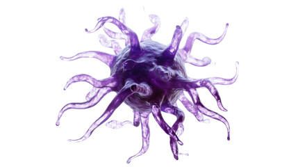 Purple Cancer Cell on White Background &ndash; Isolated Medical Illustration for Oncology, Research, and Scientific Visualization Concepts