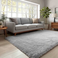  light grey soft shaggy rug