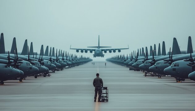 Military Aircraft Parked on Airfield Symbolizing Supply Chain Disruption Logistics