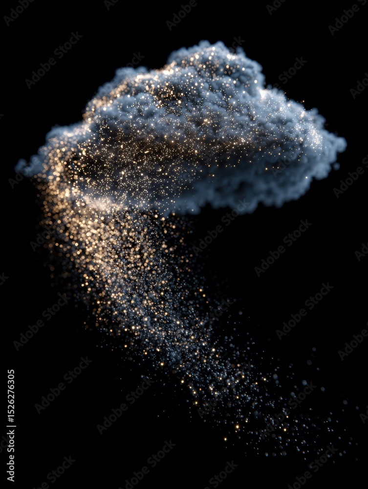 Aufkleber Cloud System Error Symbol Dissolving Into Particles With a Soft Upper Margin in a Dark Space