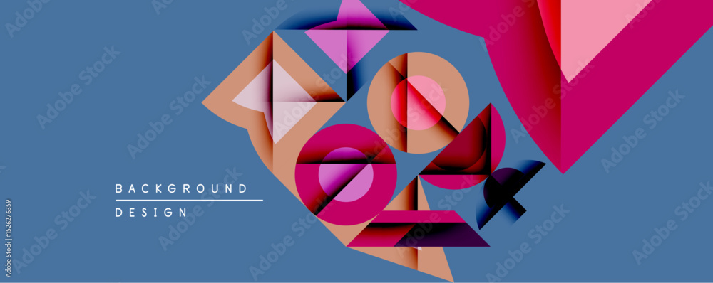 Leinwandbilder abstract geometric composition. overlapping shapes create dynamic visual effect. warm, cool colors c