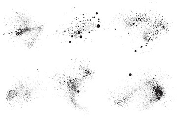 Ink splatter dirty set of black grunge texture distressed isolated blood background