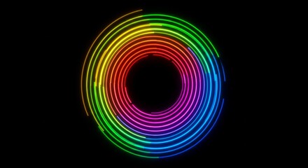 Colorful swirling neon circle design