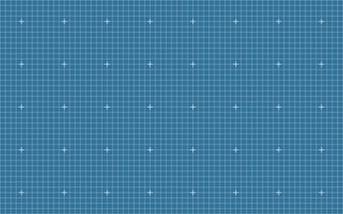 Blue grid background with wide spacing and white crosses used for mapping, interface design, layout planning, schematic visuals or blueprint concepts in architecture or digital graphics