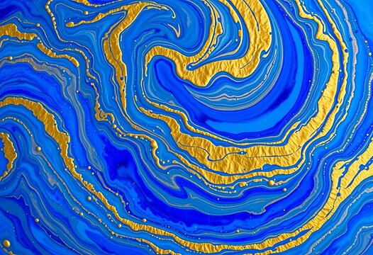 Swirling blue lapis lazuli and gold abstract texture, opulent background, metallic, rich