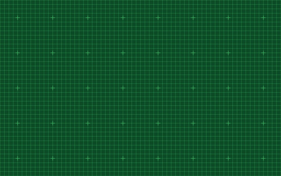 Green digital grid pattern with light green crosses ideal for schematic layouts, military interface backgrounds, science fiction themes, or digital display templates with technical accuracy