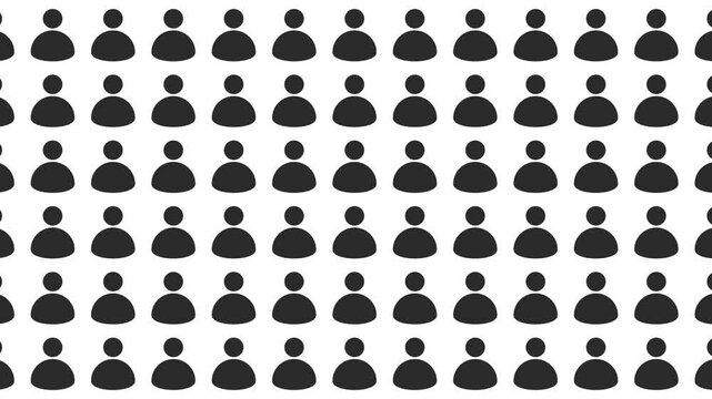 Bunch of user icons motion animation on a white background