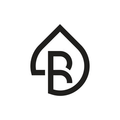 water drop with R letter inside icon logo design illustration