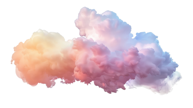 Soft pastel clouds drifting against a transparent background create a dreamy atmosphere for any design project or digital artwork