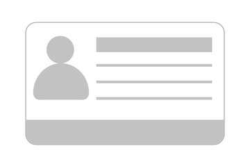 Id card identification badge simple icon. Driver license, verify document. Biometric membership passport. Flat card with information.
