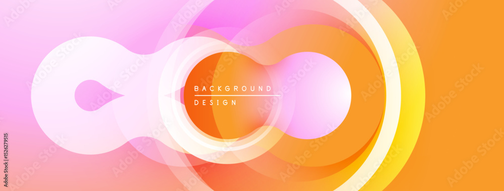 Aufkleber Abstract design features overlapping circles, gradients. Soft pinks, oranges create modern visual effect. Minimalist, dynamic composition.
