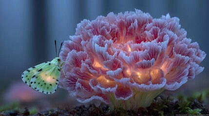 Enchanted Night: Luminescent Flower and Butterfly