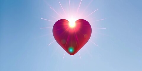 Vibrant rainbow heart exploding with light against a clear blue sky,  sky,  celebration