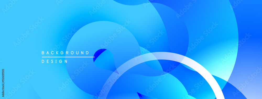 Poster abstract blue background. overlapping shapes create fluid, modern design. gradient colors offer dept