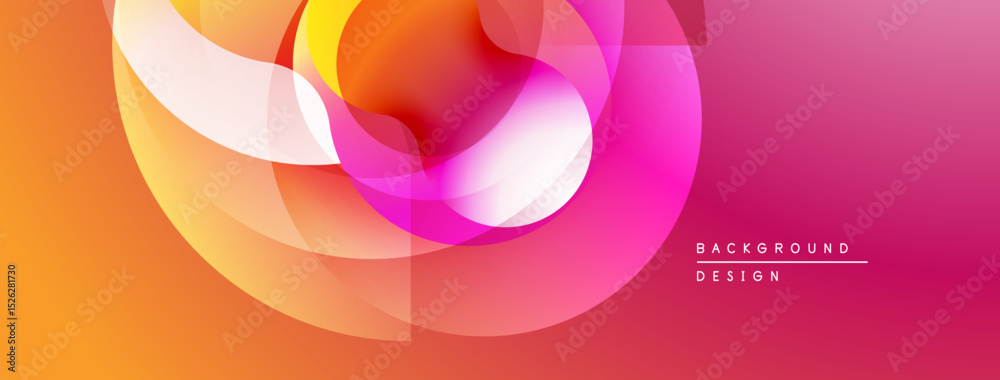 Fototapete Abstract vibrant layers create flowing shapes. Warm colors blend into cool pinks, forming modern design. Smooth gradients dominate composition.