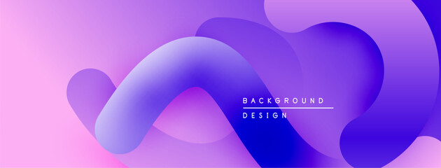 Abstract fluid shapes blend purple, pink hues. Modern design evokes smooth transitions, vibrant energy. Background suggests creativity, innovation.