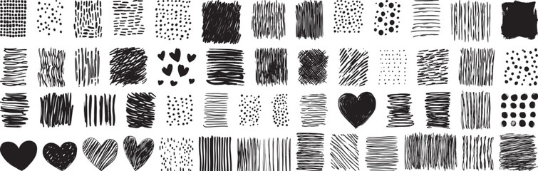 Abstract Hand-Drawn Patterns Vector Illustration, Isolated on White Background.