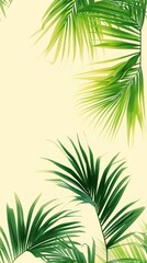Obraz premium Realistic vintage drawing of palm leaves green backgrounds vegetation.