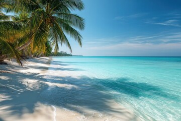 Fototapeta premium Sunny tropical beach ocean scenery water.