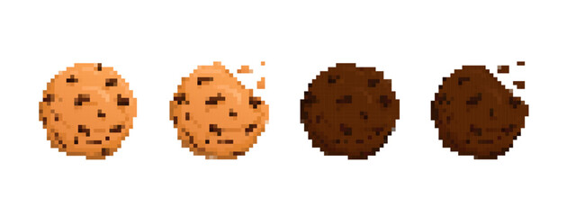Pixel-style cookies creatively designed to show progression in different stages of being eaten.