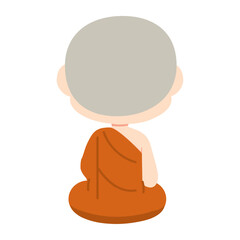 Back View of Meditating Monk