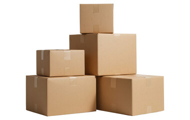 Stack of Brown Carton Boxes Cut Out, Transport and Warehouse Image.